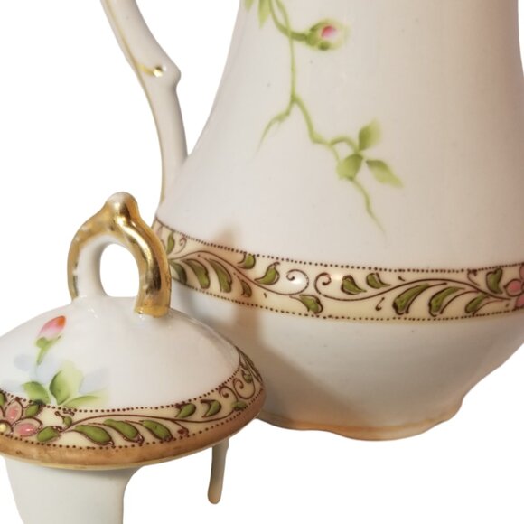 Antique NIPPON Hot Chocolate/Tea /Coffee POT Hand-Painted Japan Circa 1899-1921 - Picture 15 of 16